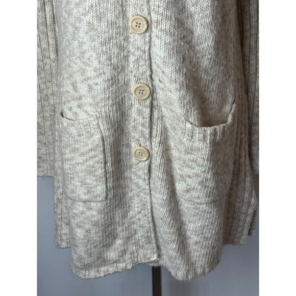 Michael Stars Ivory And Tan Heathered Mock Neck Long Line Cardigan Sweater 2 - Picture 6 of 9